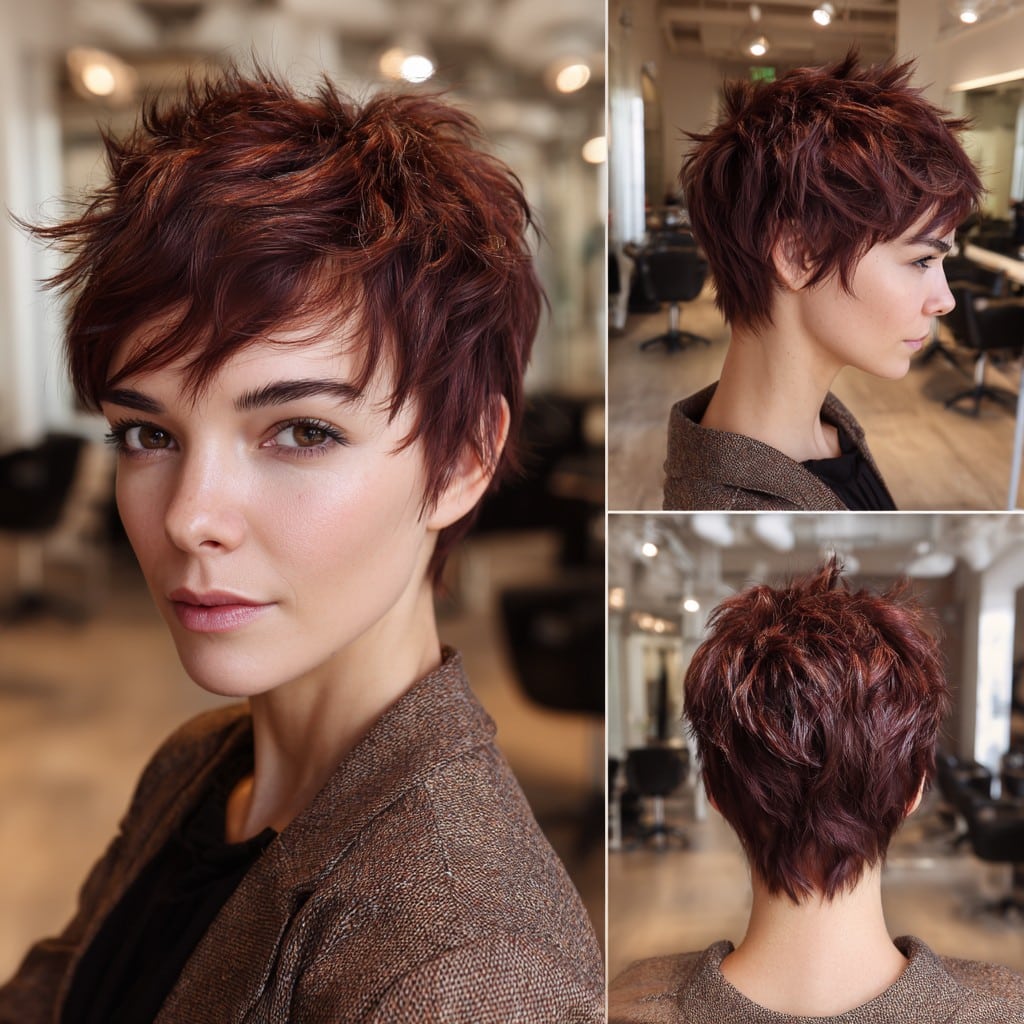 Deep Mahogany Pixie Hair