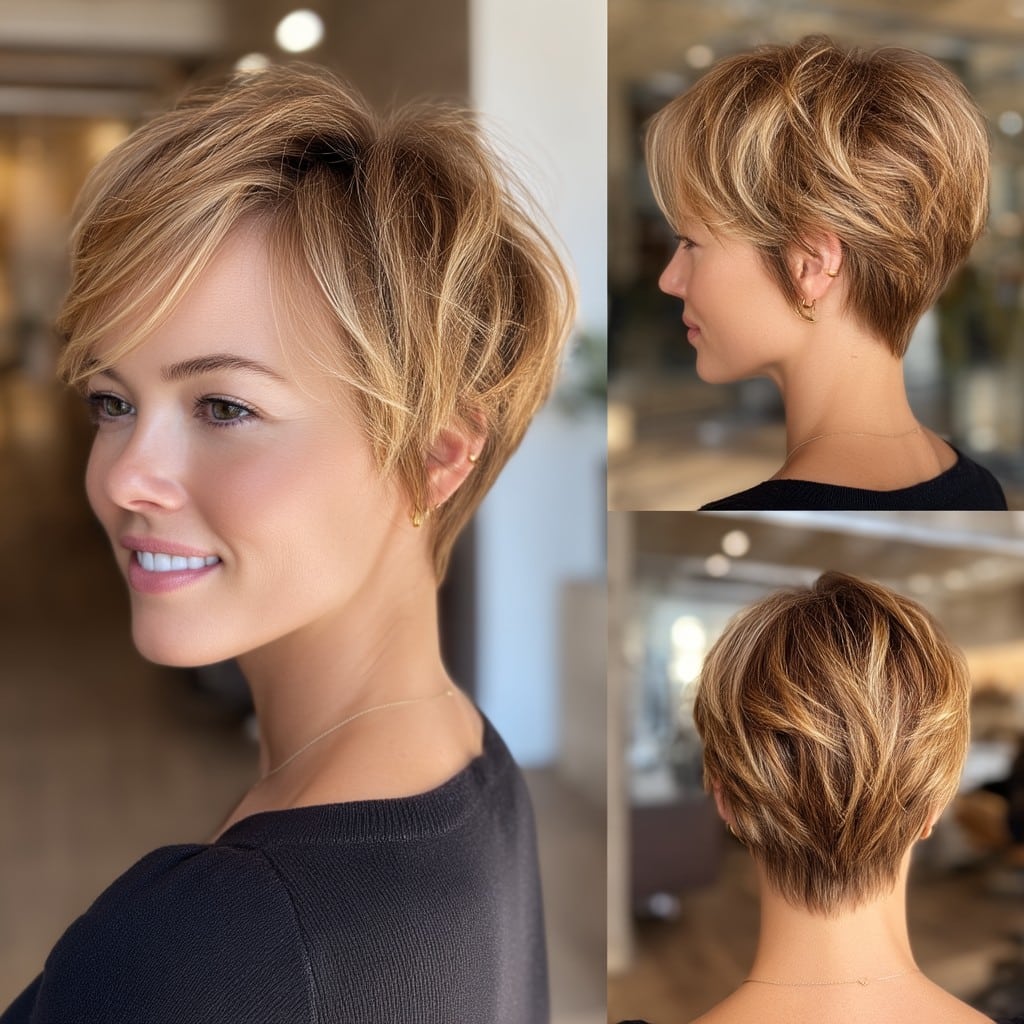 Golden Brown Pixie Hair