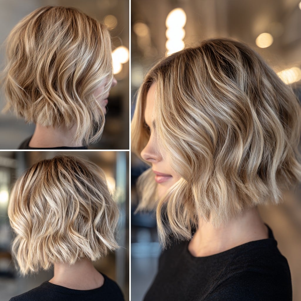 Wavy Blonde Textured Bob Hair