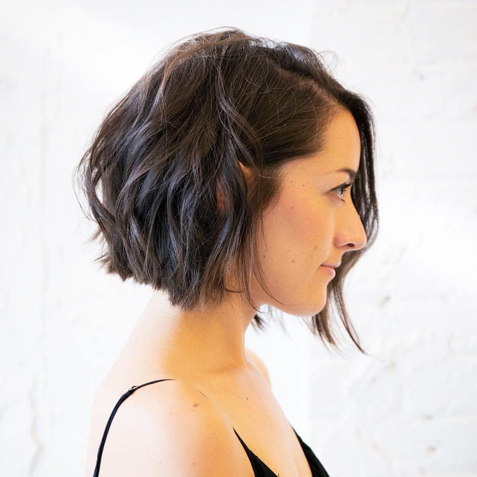 Asymmetrical Wavy Choppy Brown Bob