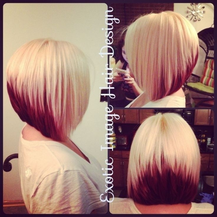 Block Coloring with Platinum Blonde & Red with Stacked Bob Cut