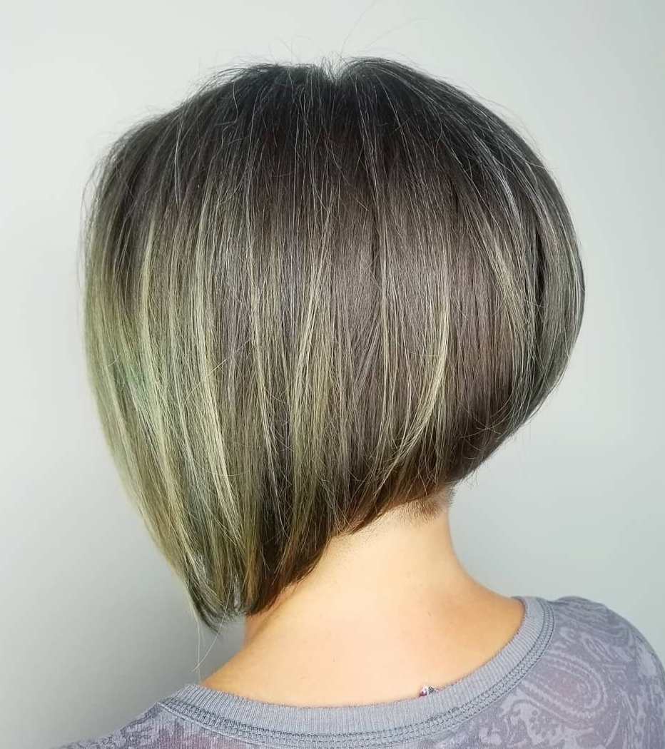 Brown Bob With Light Green Highlights