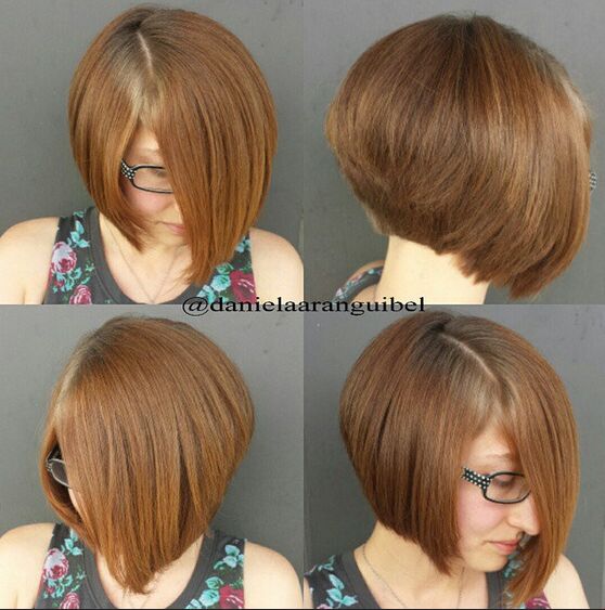 Brown Short Bob Haircut Side, Back View