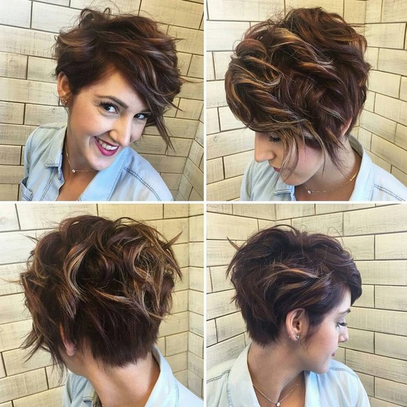 Casual, Messy Curly Short Haircuts with Side Bangs - Summer Hairstyle for Short Hair