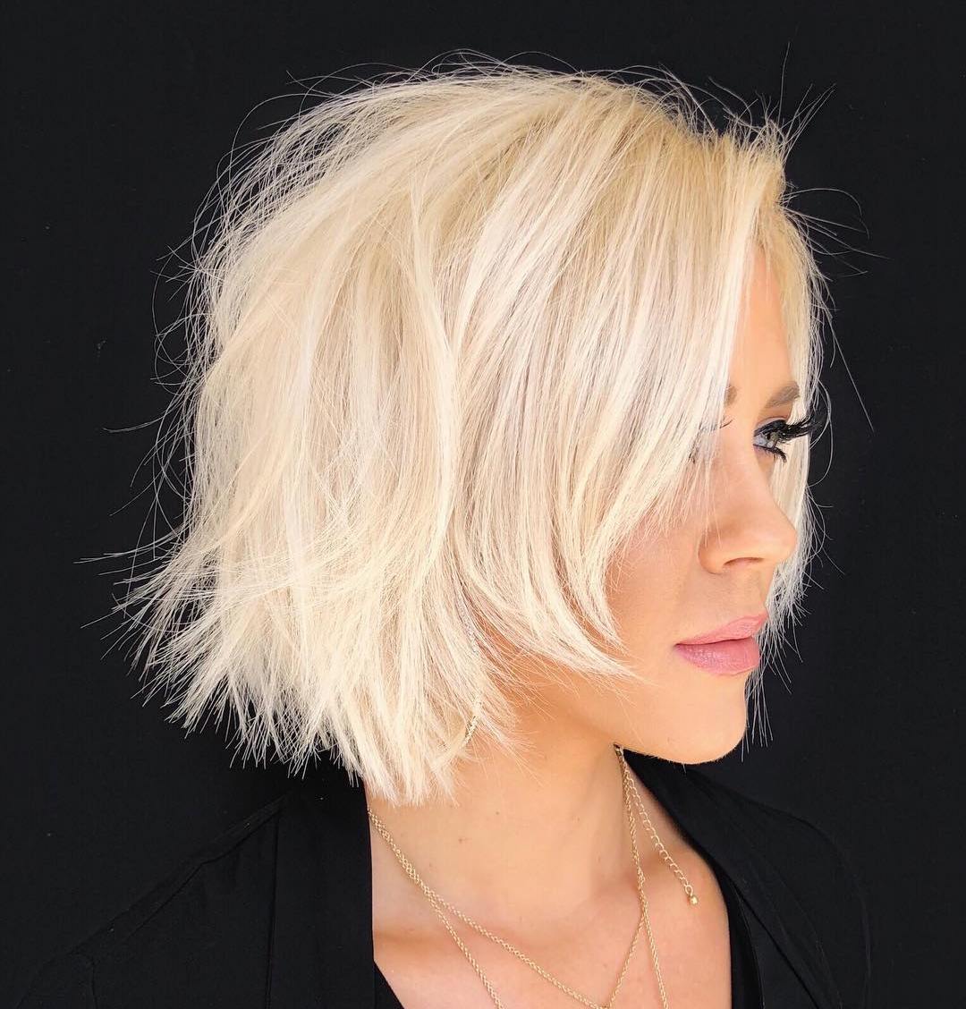 Chin-Length Razored Blonde Bob