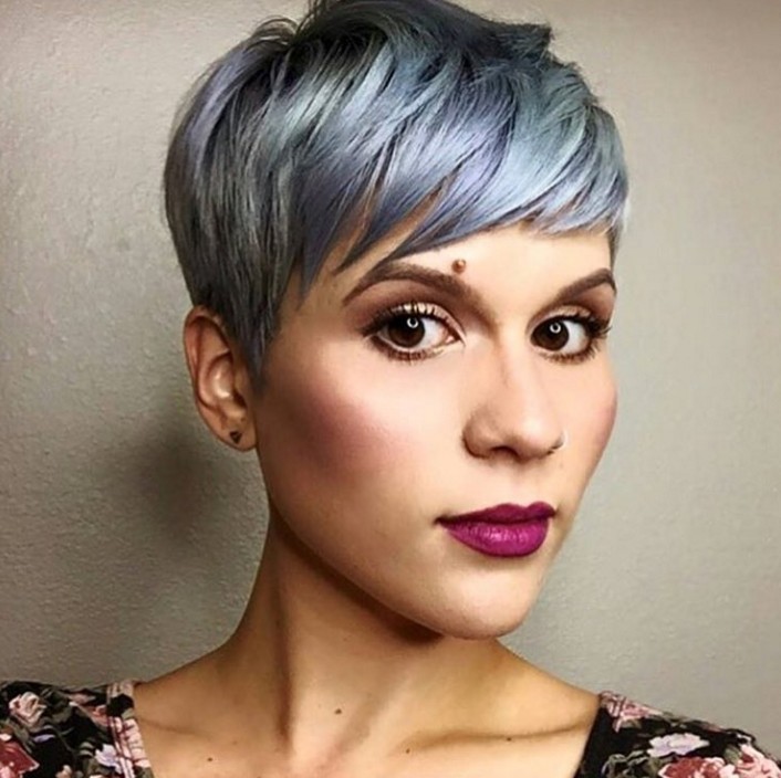 Classical Short Pixie cut in Pastel Blue