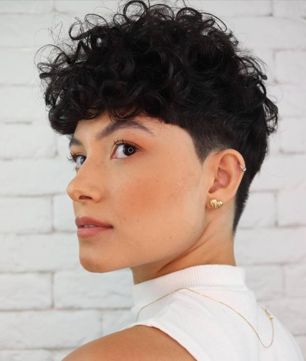 Curly Hair with Temple Undercut
