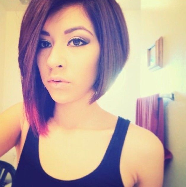 Cute ombre asymmetrical bob haircut for thick hair