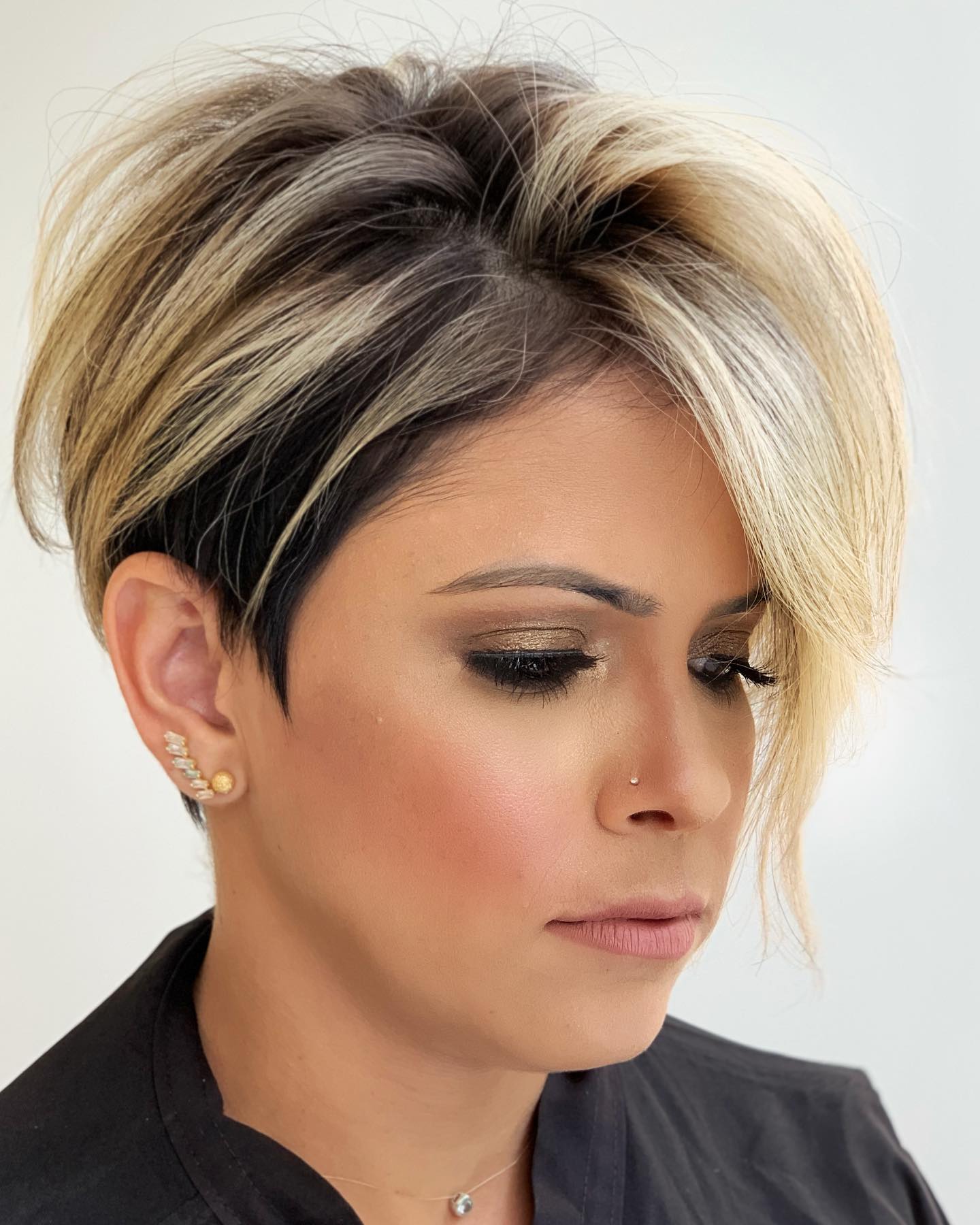 Dirty Blonde Color on Short Cut with Long Fringe