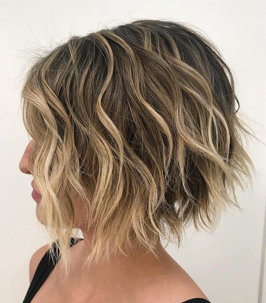 Edgy Wavy Bronde Bob