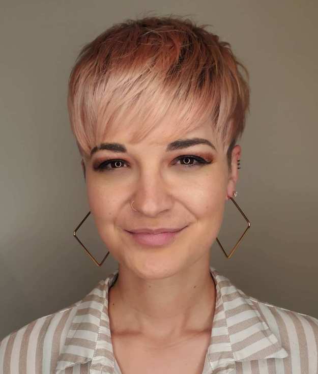 Flamingo Pink Pixie with Long Bangs