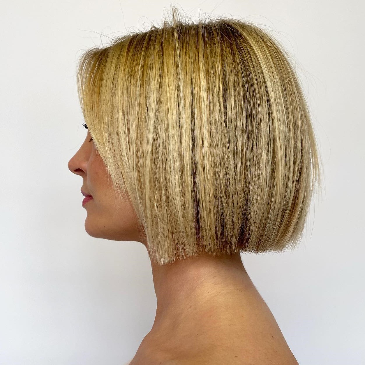 Honey Blonde Shade on Bob Haircut