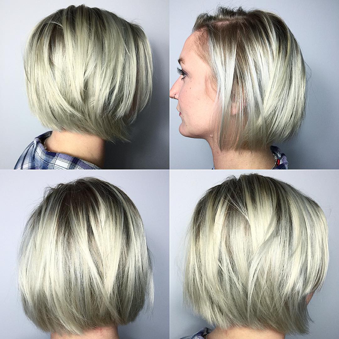 Layered Bob With Platinum Balayage