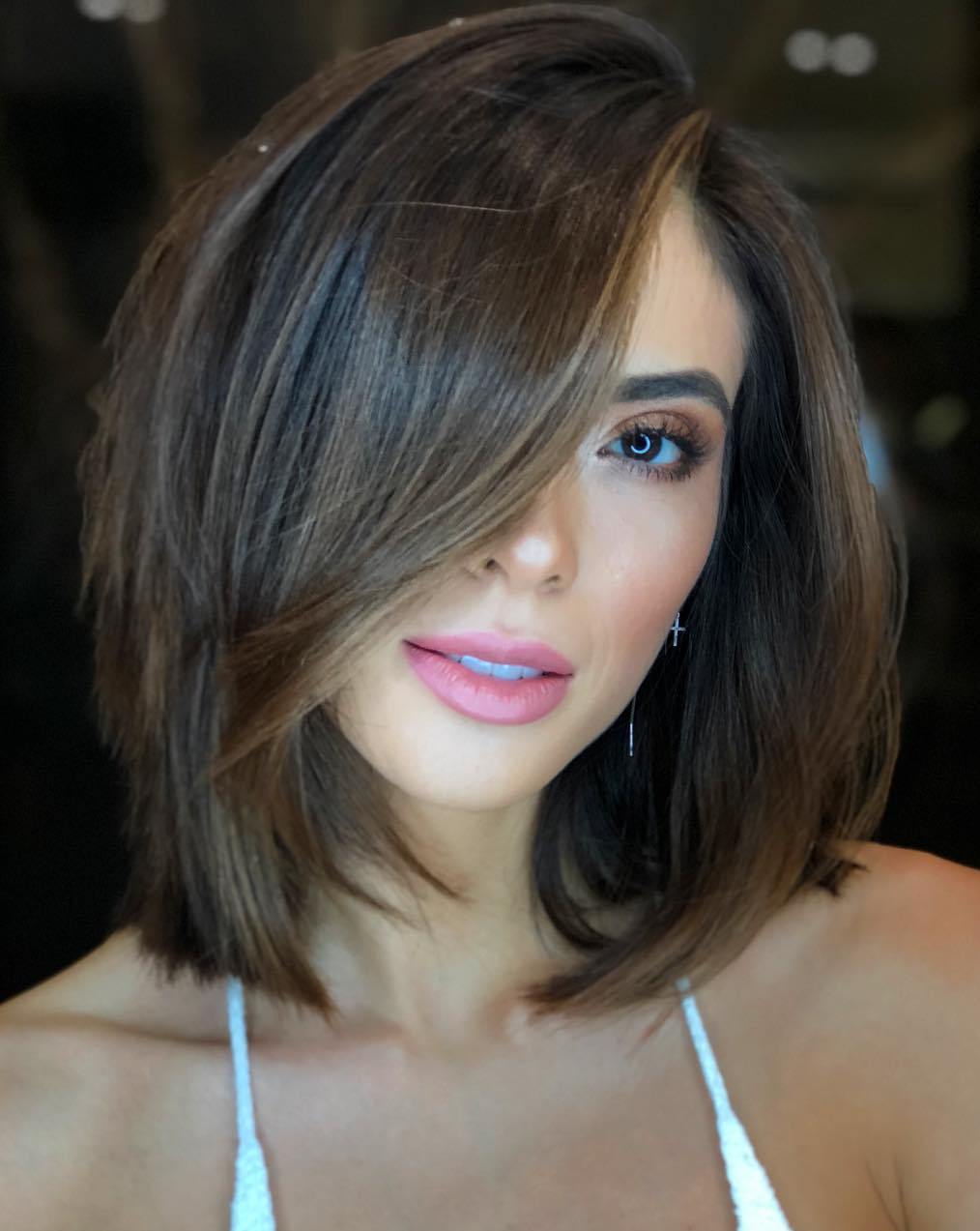 Lob With A Feathered Fringe For Thick Hair