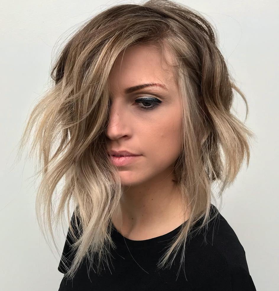 Messy Angled Bronde Bob