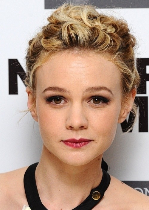 Messy Braided Updo Hairstyle for Short Hair: Carey Mulligan Short Hairstyles