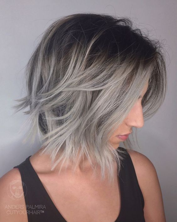 Ombre, Balayage Lob Hairstyle for Fine Hair