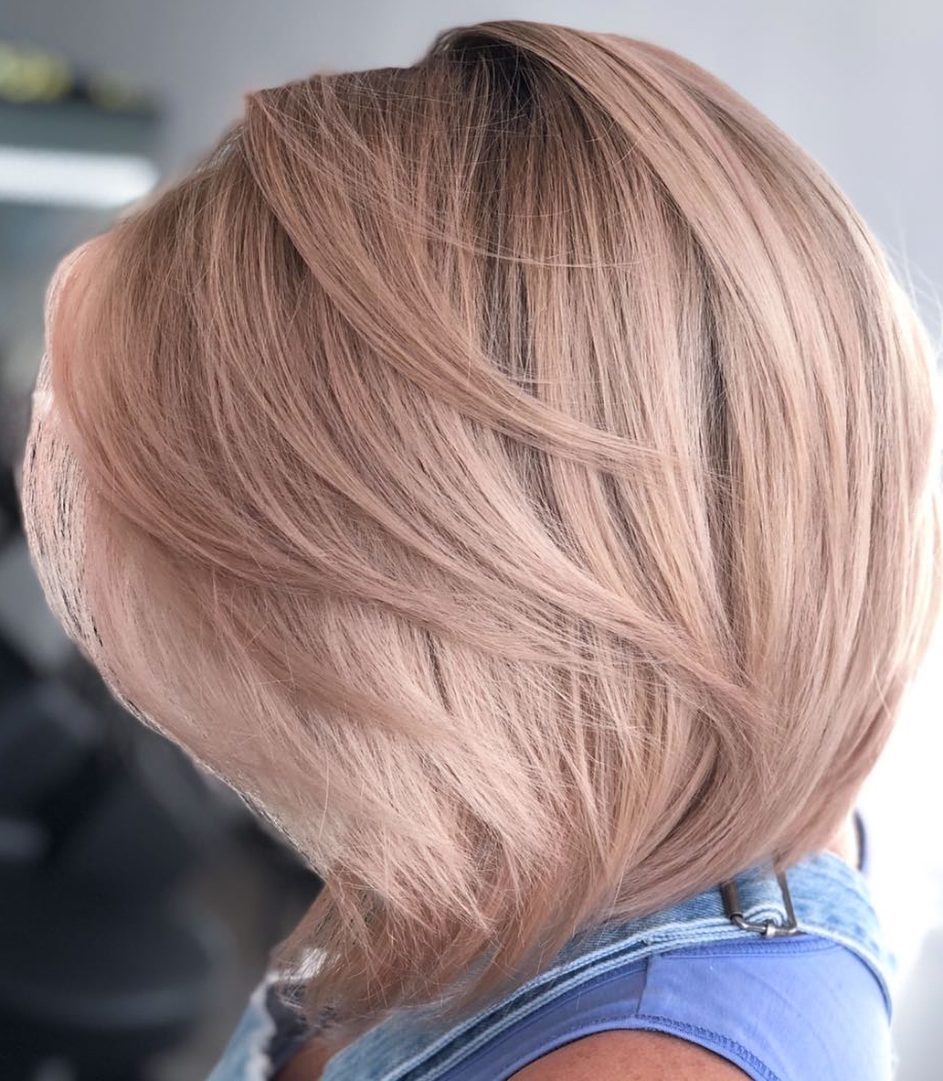 Pinkish Blonde Layered Bob