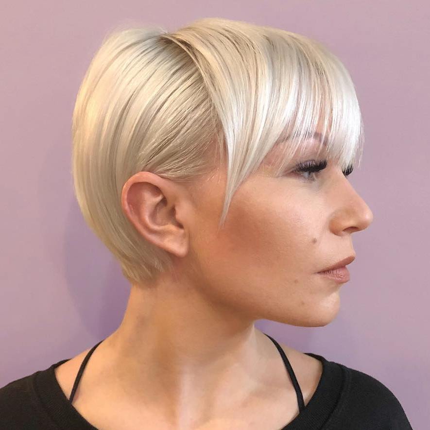 Polished Blonde Pixie With Bangs