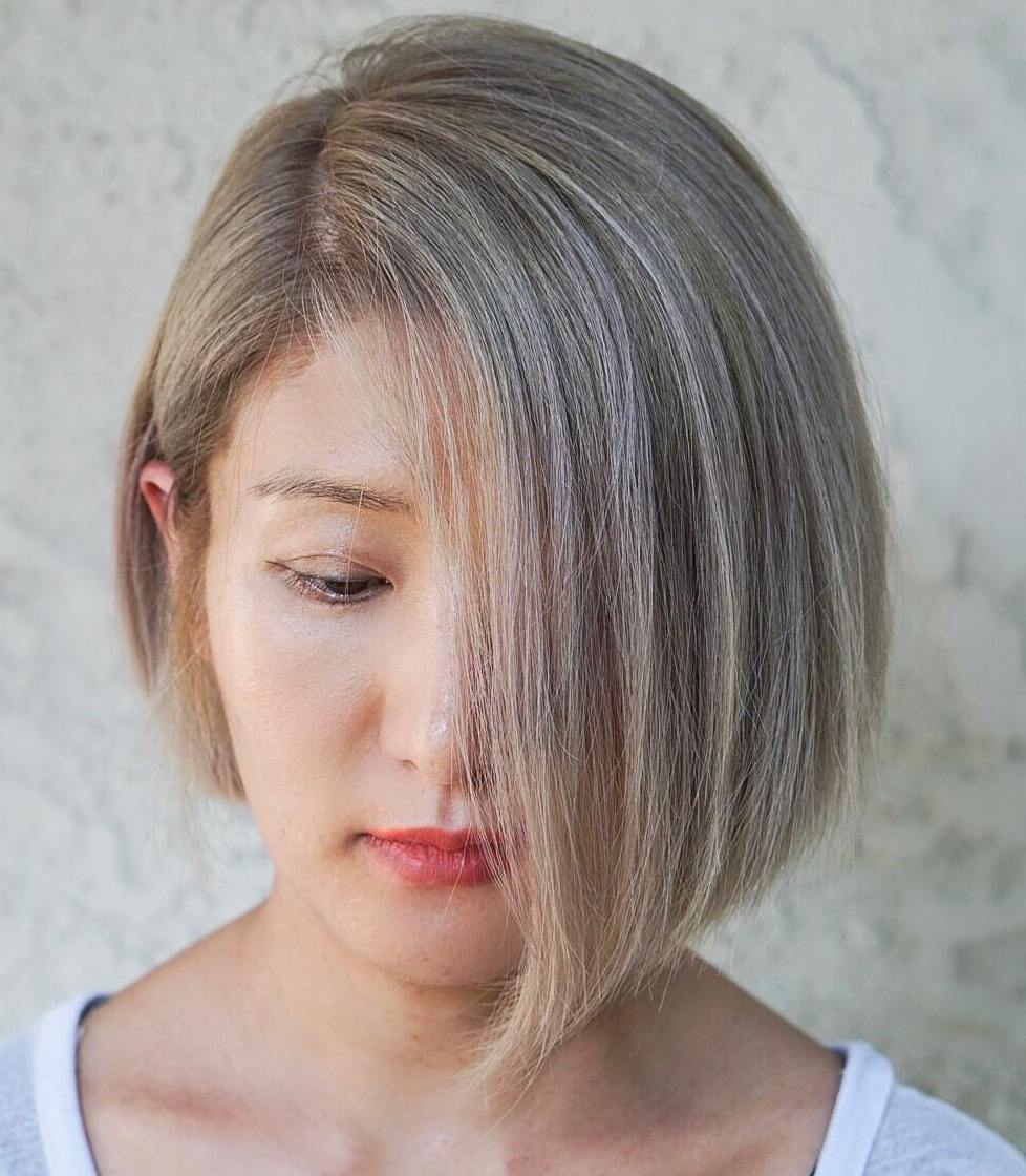 Short Asymmetrical Ash Blonde Bob