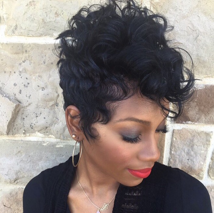 short black curly pixie haircut for black women