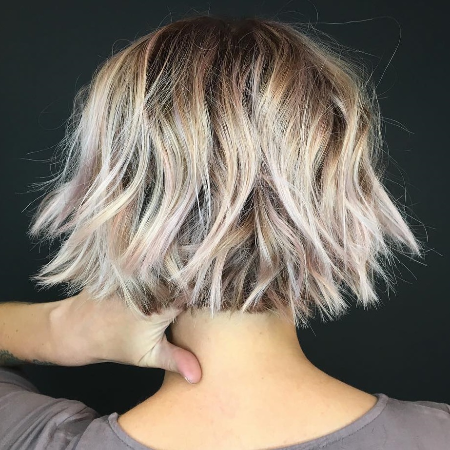 Short Choppy Bob With Blonde Balayage