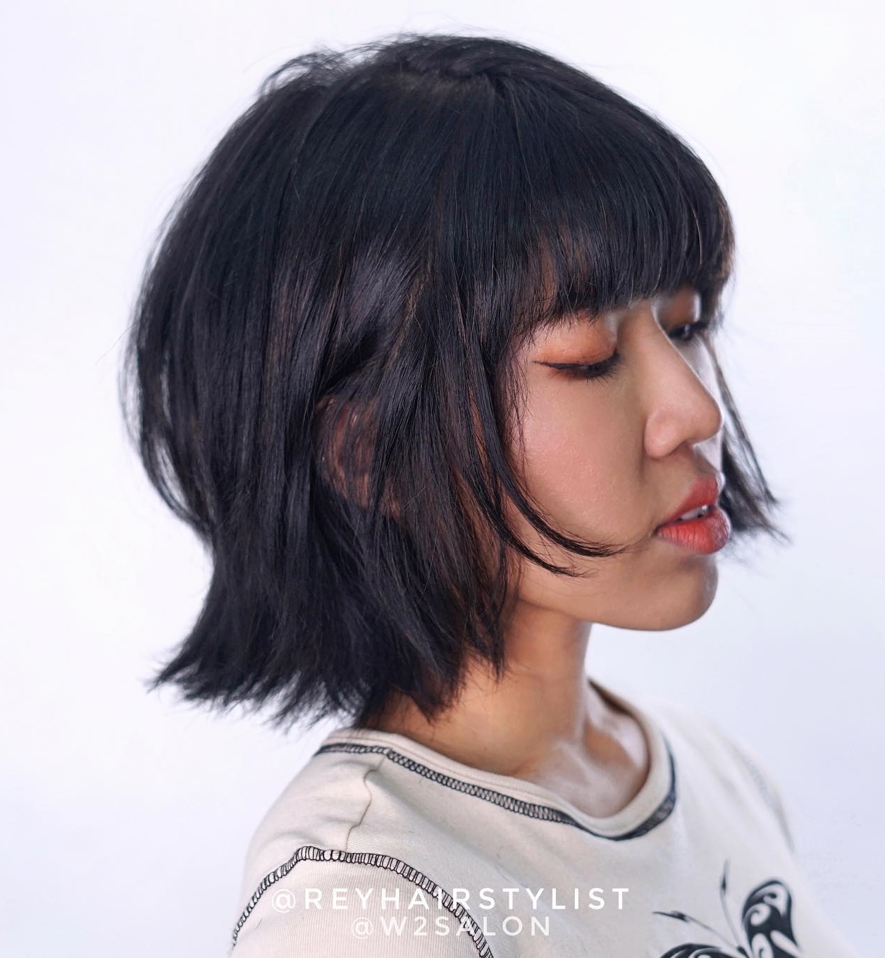 Short Haircut with Blunt Bang