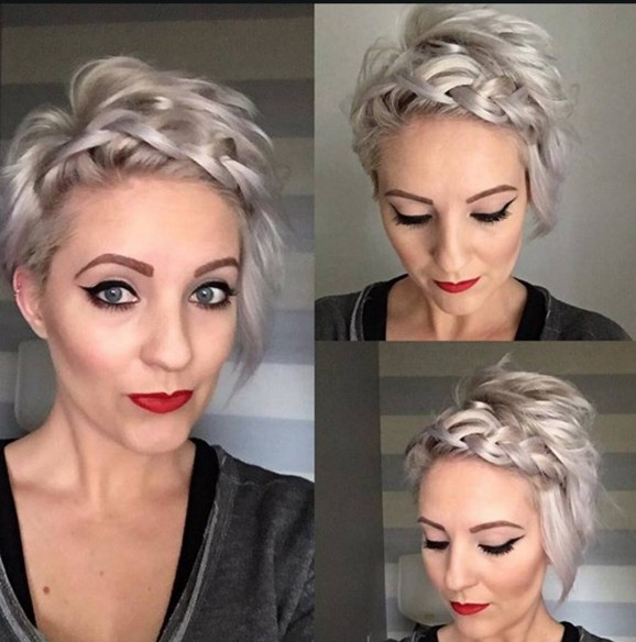 Short Hairstyles with Braid Bangs - Stylish Hair Color Designs for Women Short Hair 2017