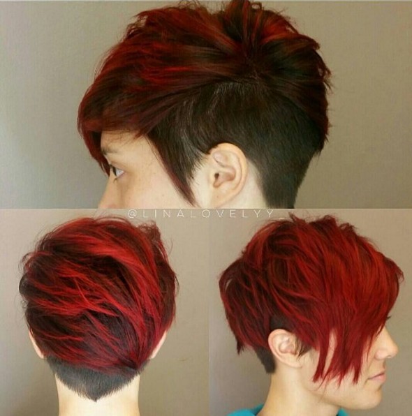 Short, Layered Haircut with Red Hair Color - Summer Hairstyles 2017