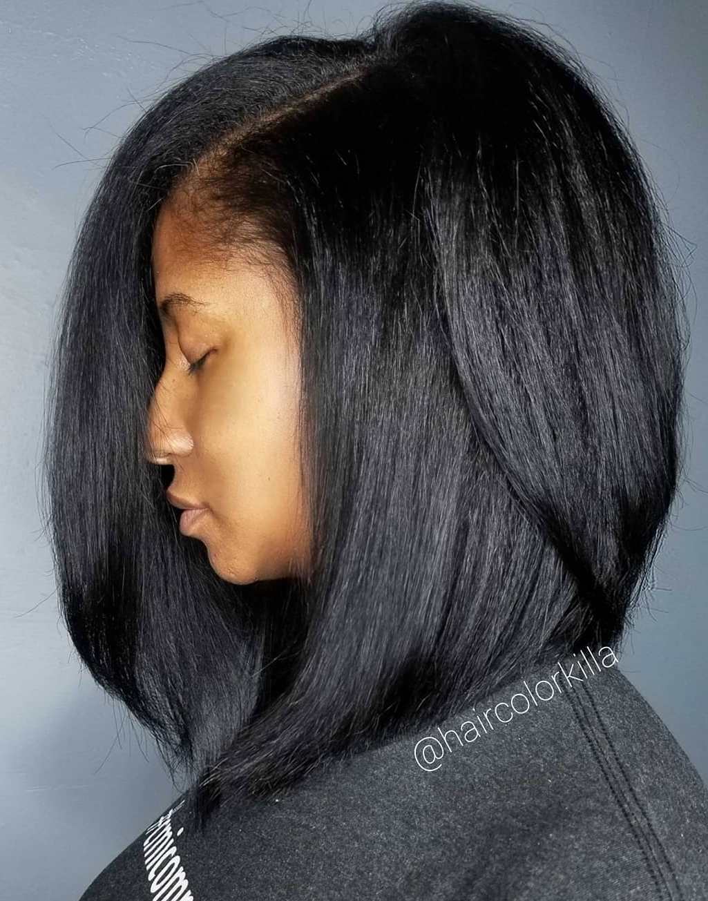 Sleek Side-Parted Lob For Black Hair