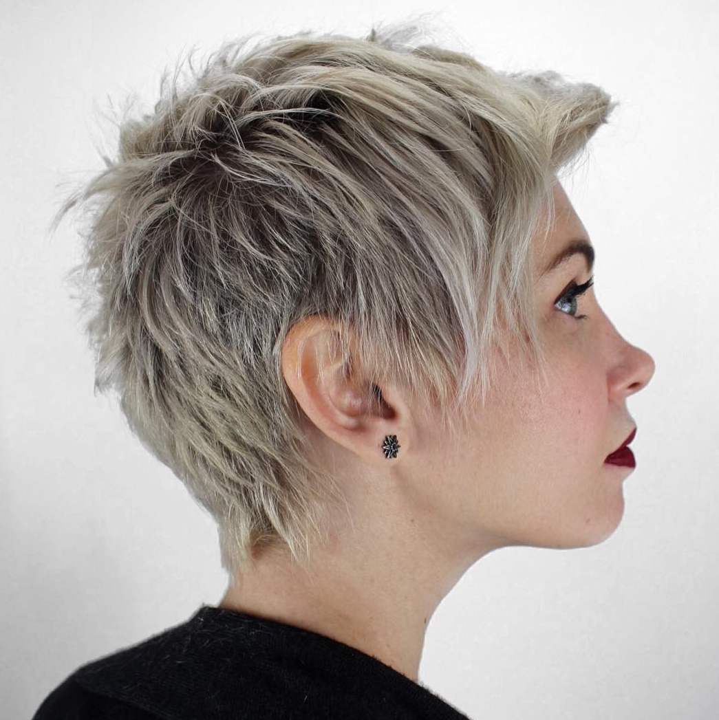 Spiky Blonde Pixie With Dark Roots