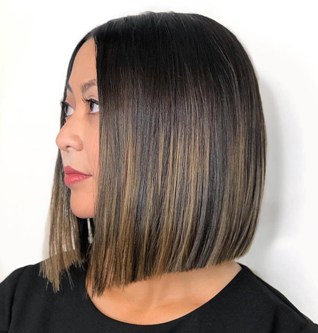 Straight Blunt Brown Balayage Bob