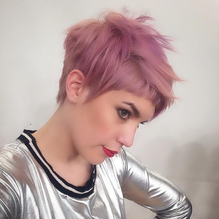 undercut haircut - short pink pixie hairstyle
