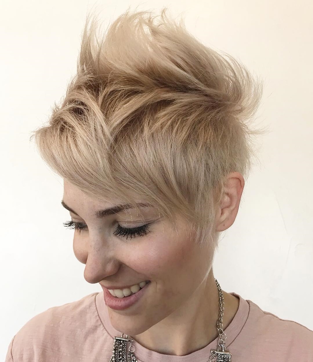 Upswept Blonde Pixie Hairstyle