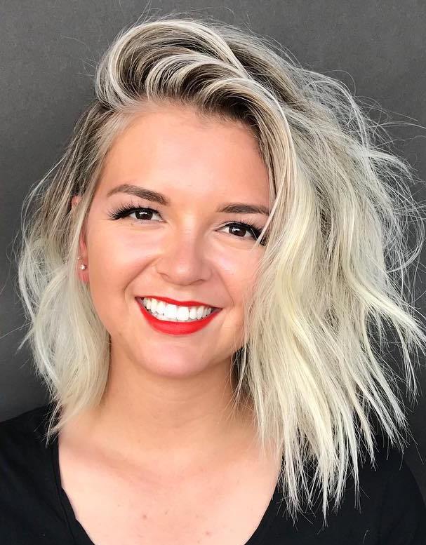 White Combover Bob For Heart-Shaped Faces