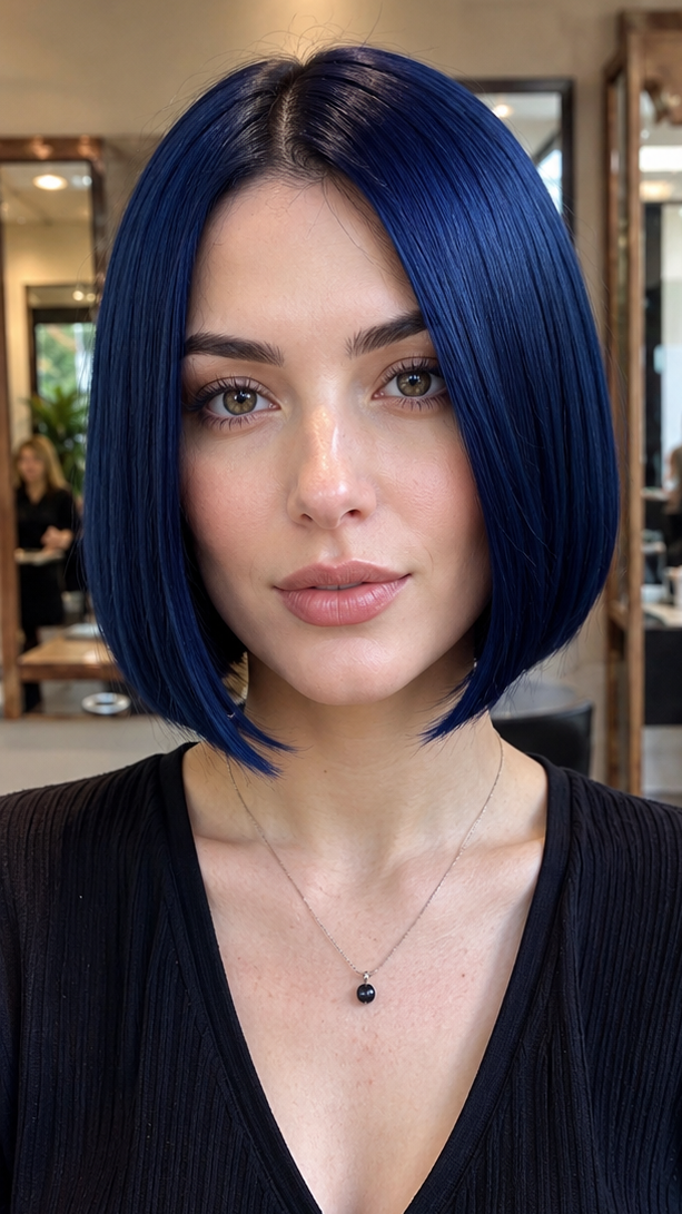 28 Stunning Long Bob Hairstyles Midnight Sapphire Velvet Hair