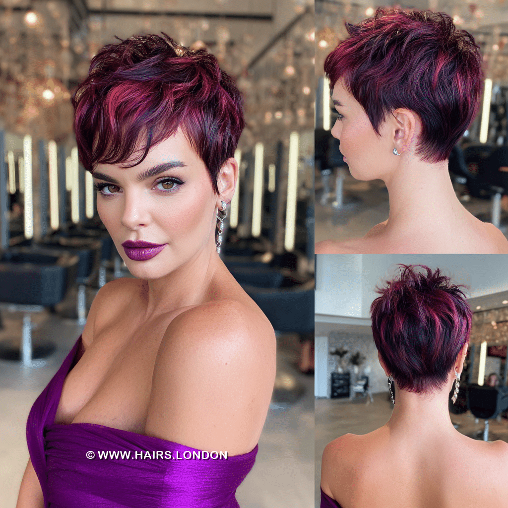 Raspberry Burgundy Pixie Hair