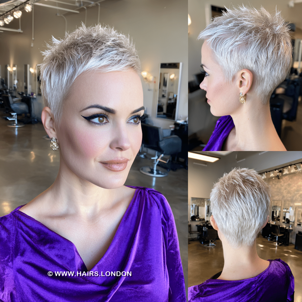 Frosted Platinum Blonde Pixie Hair