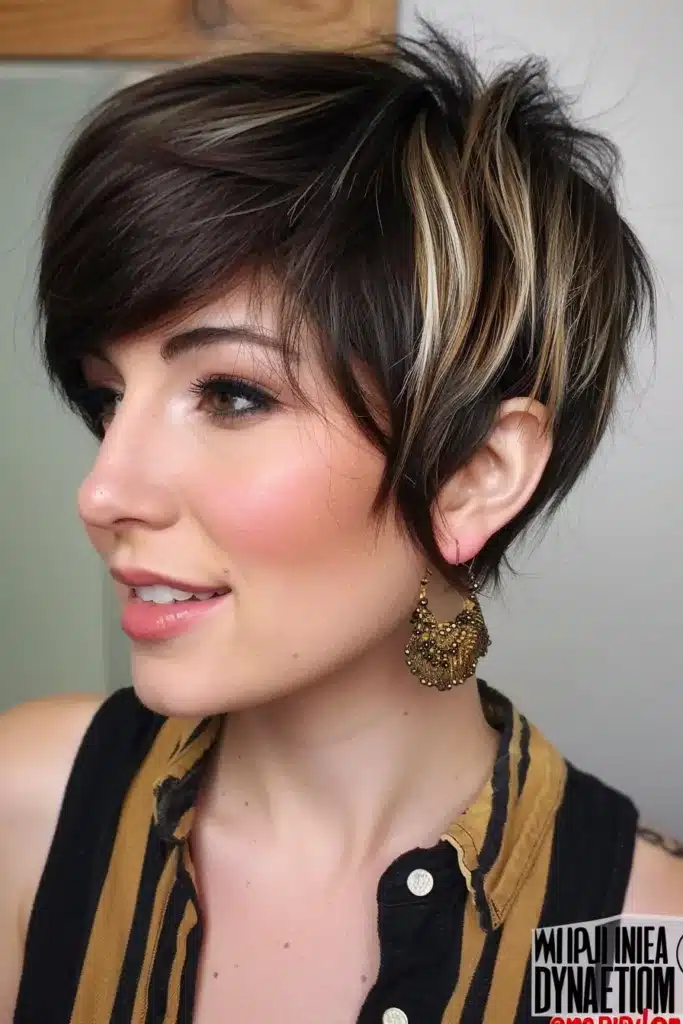 Razored Crown Layers on Long Pixie