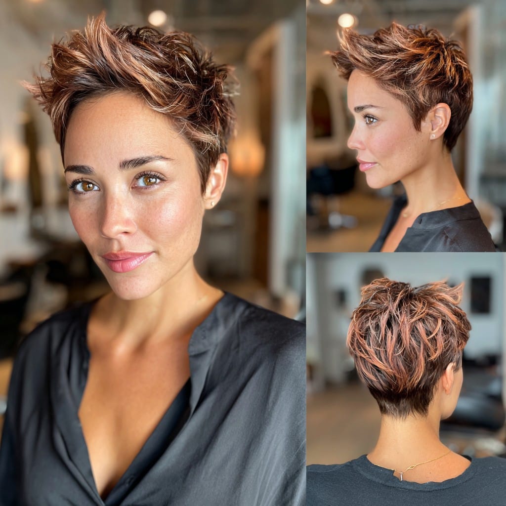 Rose Gold Textured Pixie Hair