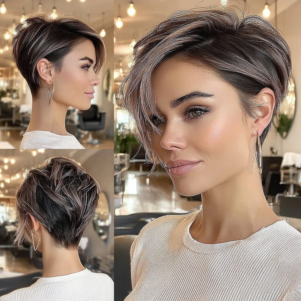 Smoky Brunette Pixie Bob Hair