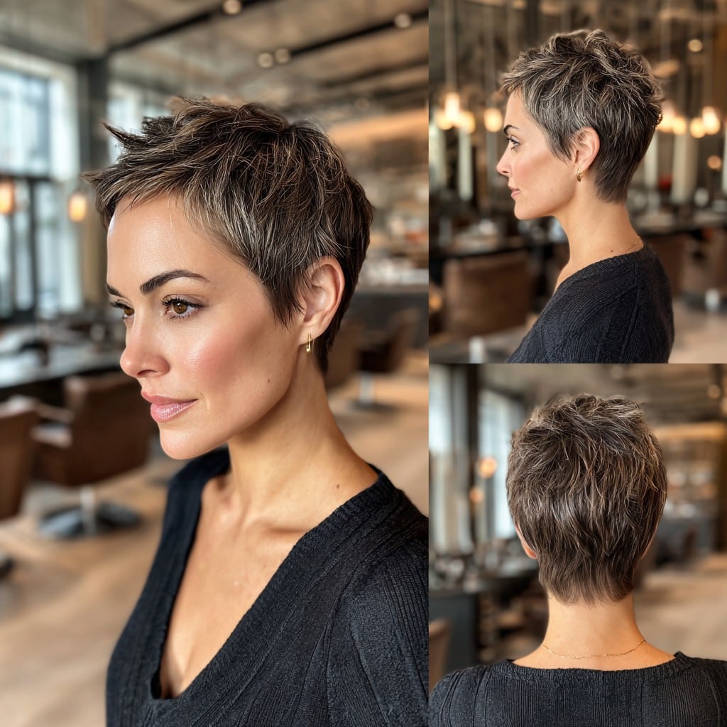 Soft Ash Brown Pixie Hair