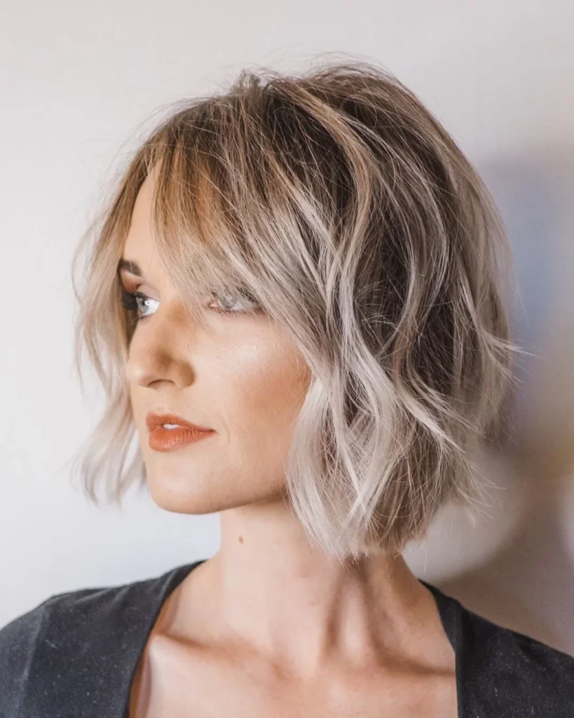 Textured Bob with Side-swept Bangs