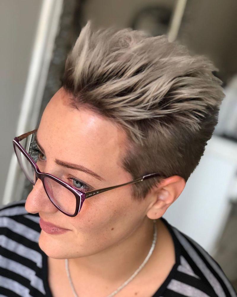 Ash Blonde Spiky Pixie