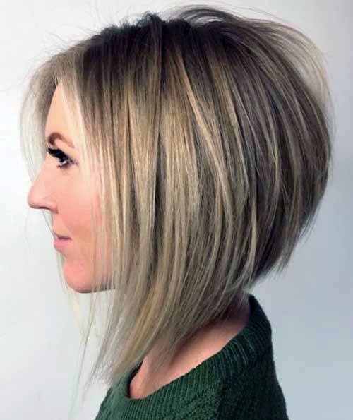 Assymetrical Blonde Chin Length Classic Bob Hairstyle