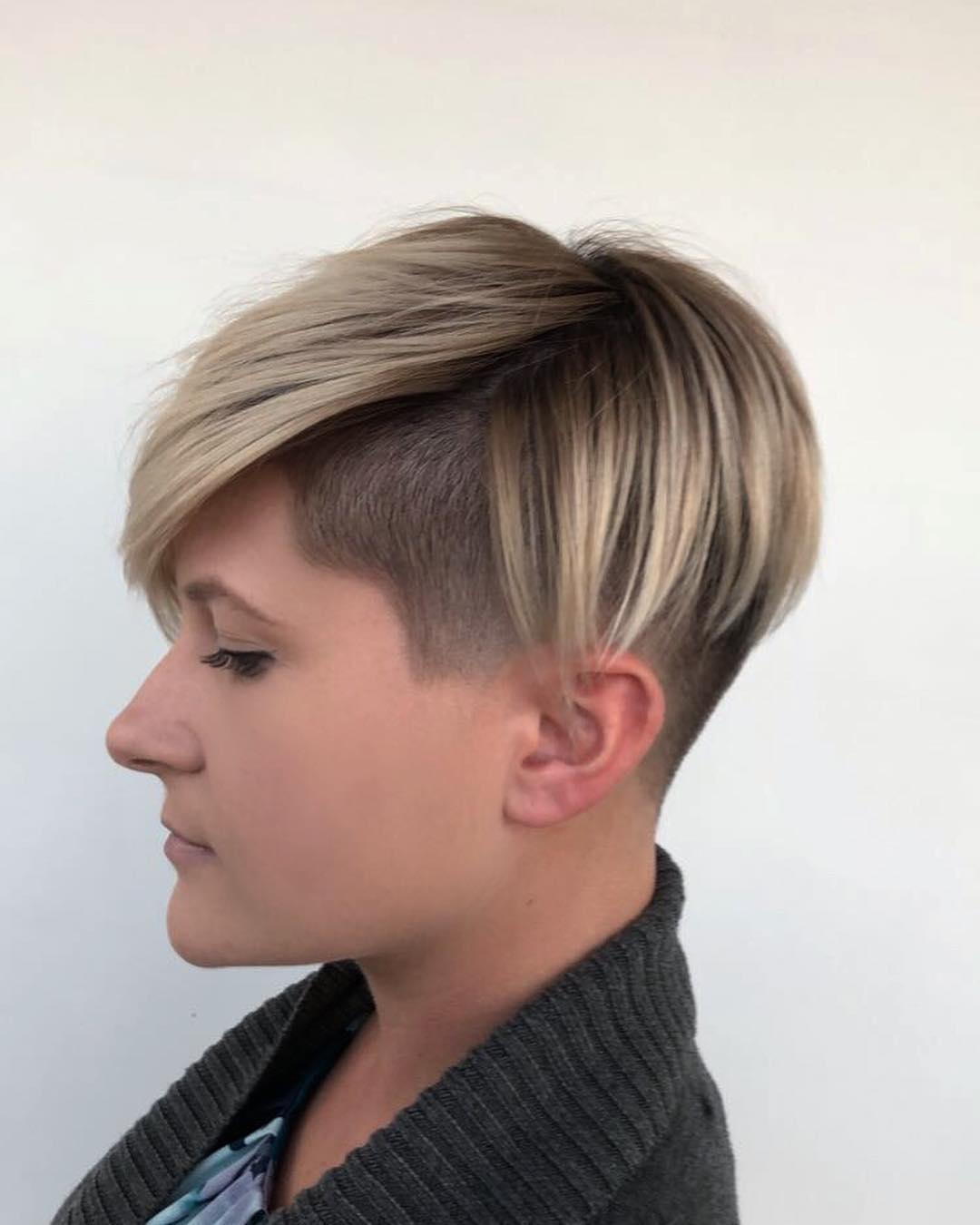 Balayage Pixie With Shaved Detail