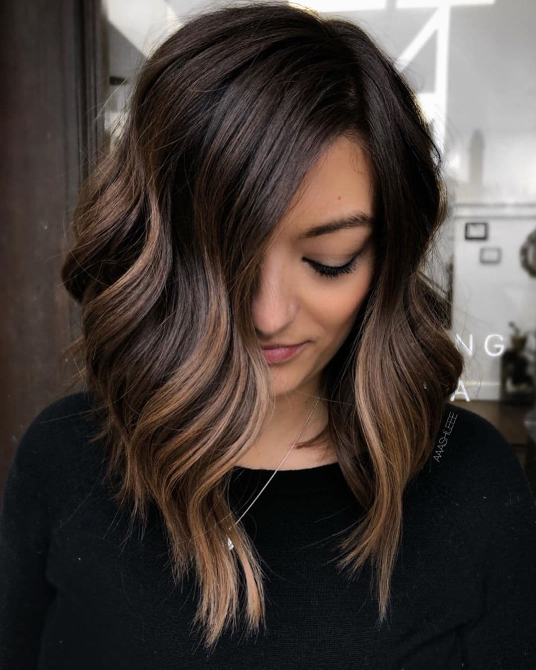 Chestnut Balayage Lob