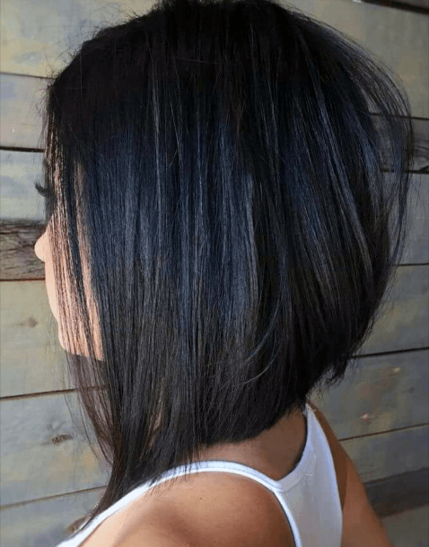 Classic Dark Asymmetrical Bob Hairstyle Women