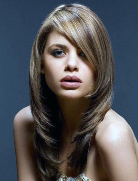 Classic Layered Side Swept Hairstyle Women