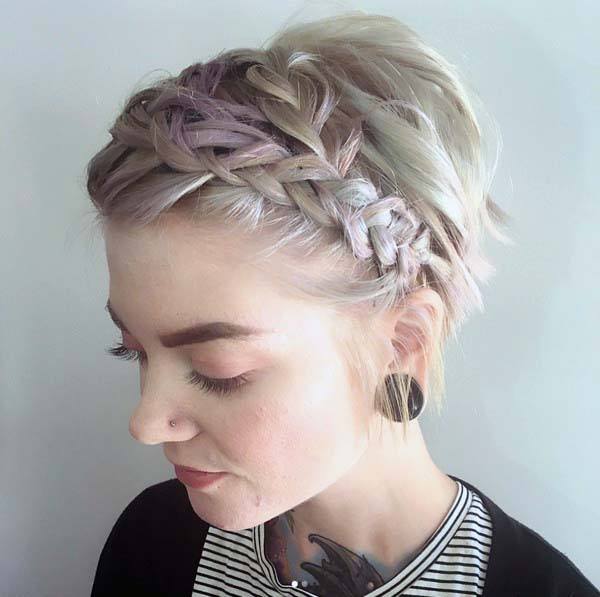 Classic Ombre Tinged Braided Pixie Women Hairstyle
